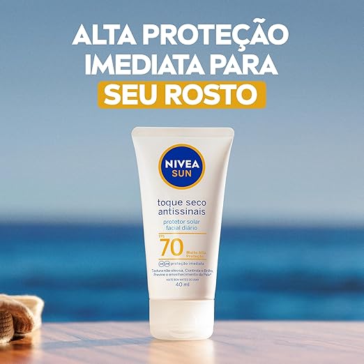 NIVEA SUN Protetor Solar Facial Toque Seco Antissinais FPS 70 40ml